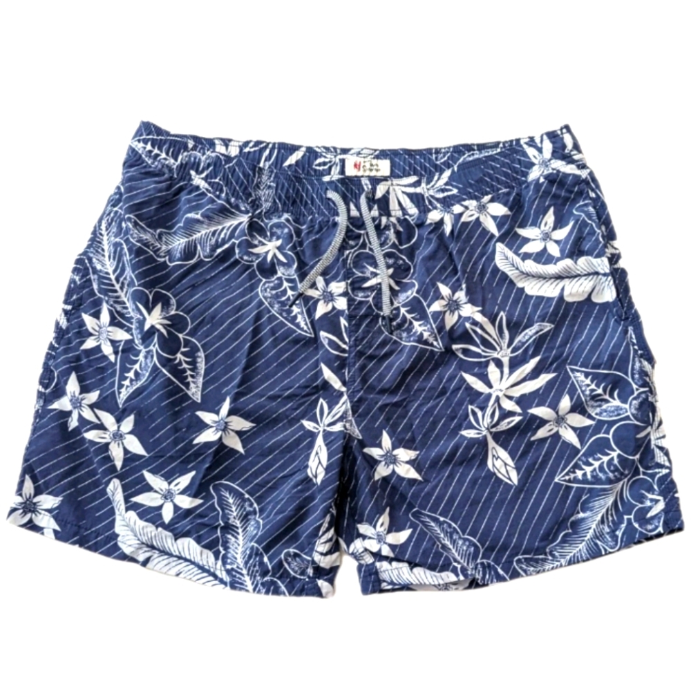 Reyn Spooner Shorts Men's 2XL Blue Swim Trunks Drawstring Floral Hawaiiain